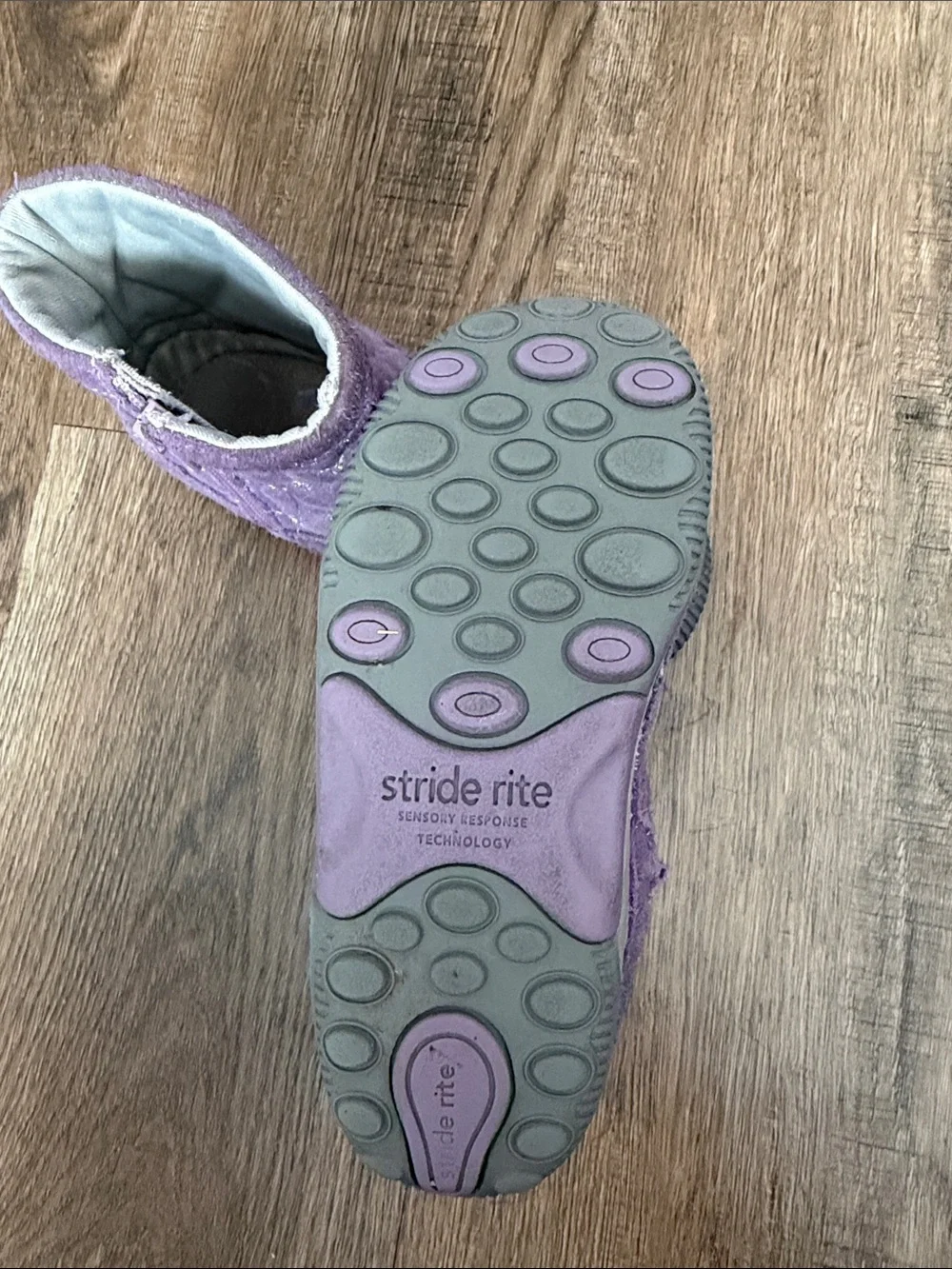 Stride Rite Girls Purple Suede Glitter Ankle Boots Size 9